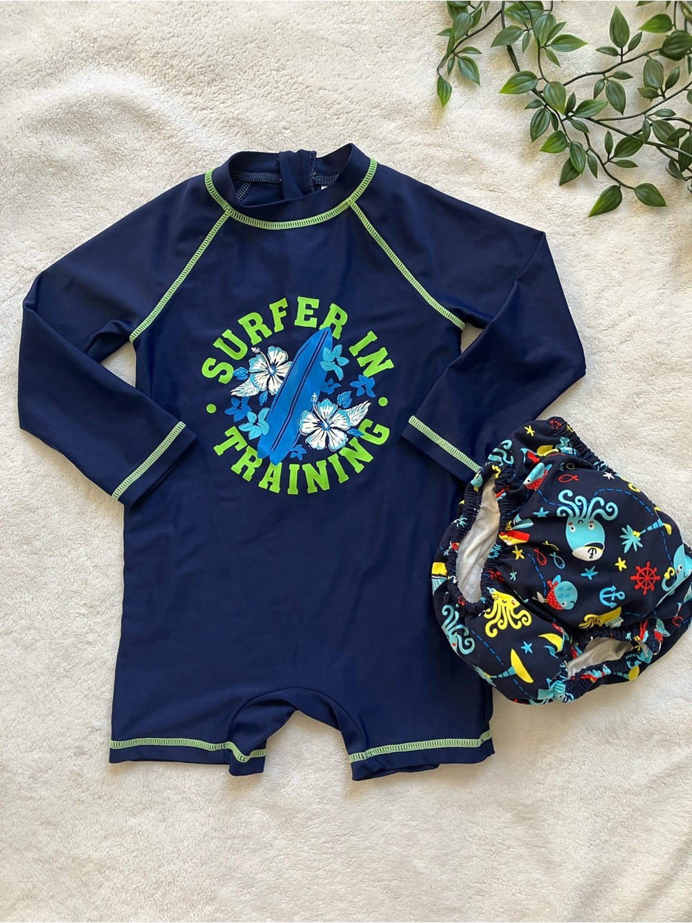 Joe Fresh Rash Guard Swimsuit and See Me Swim Diaper 18-24M